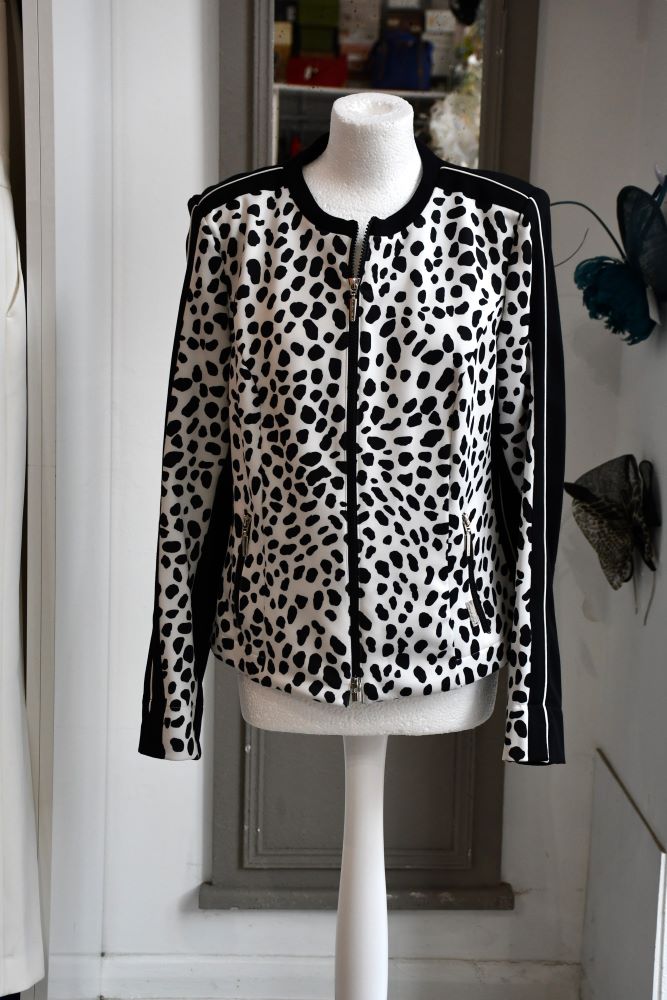 preloved Airfield Animal Print Black & White Zip Jacket 