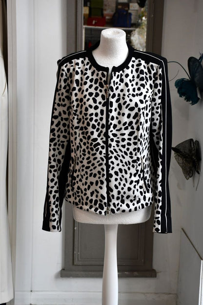preloved Airfield Animal Print Black & White Zip Jacket 