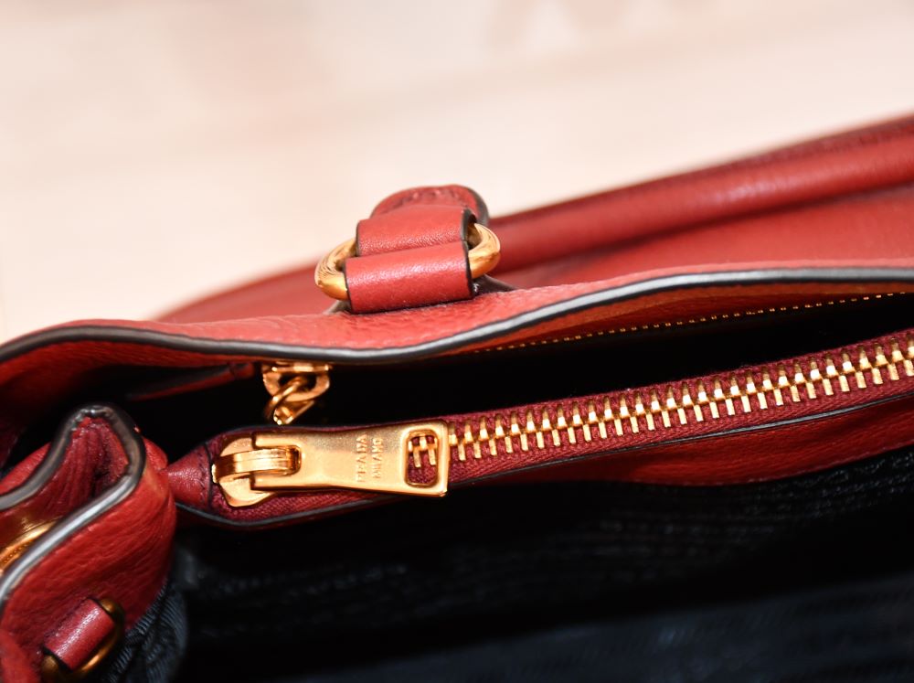 Prada red leather bag hotsell