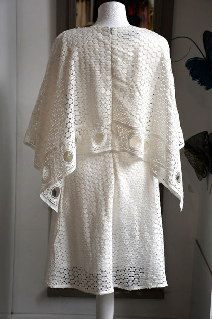 Joy Couture White Tiered Eyelet Dress (M)