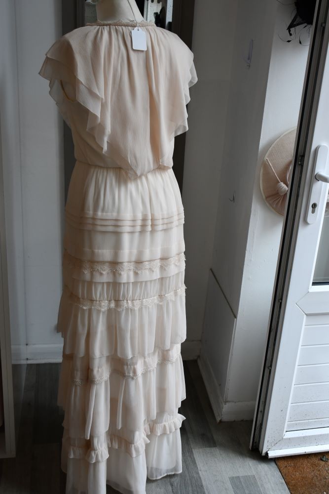 back of preloved Alice By Temperley Maxi Tiered Oyster Dress 