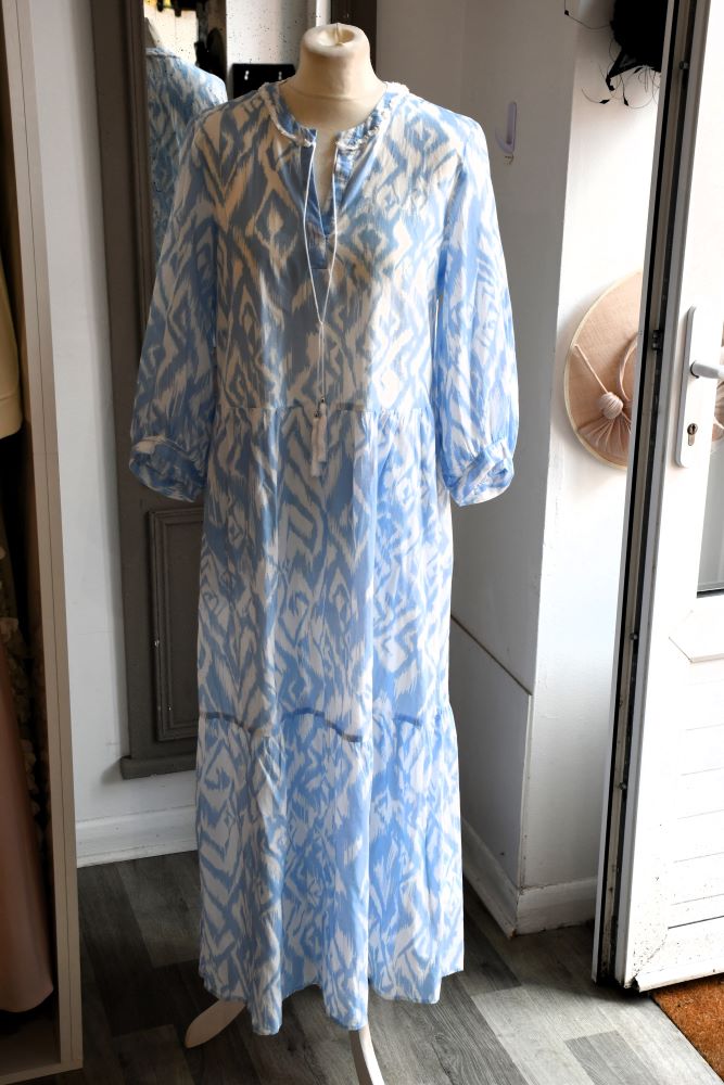 maxi preowned Just White Pale Blue Cotton summer Dress