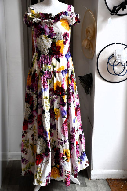 preloved Dolce and Gabbana Fit and Flare multicolour Floral Maxi Dress 