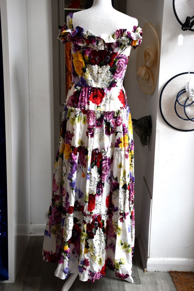 Dolce and Gabbana Fit and Flare Floral Maxi Dress (44)