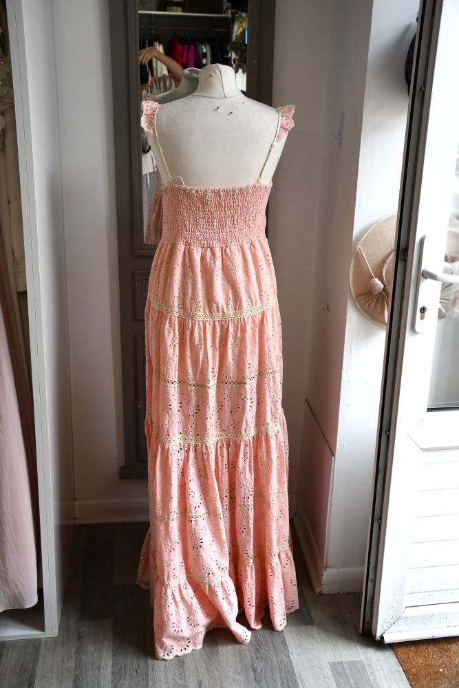 back of Miss June Paris Peach Cotton Dress