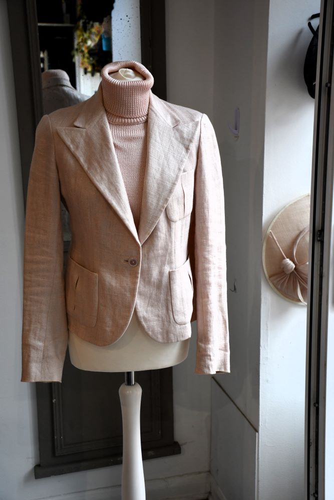 preloved Ralph Collection Linen Pink notched collar blazer Jacket