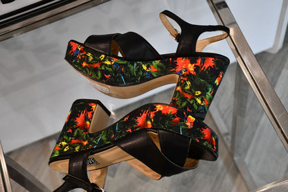 floral print of preowned Love Moschino platform Sandals