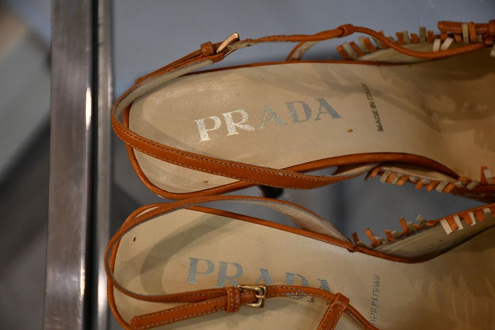 Prada Orange Weave Leather Slingbacks (5.5)