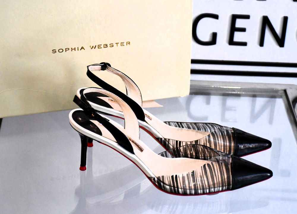 Sophia Webster Daria Stripe Slingback Shoes (5.5)