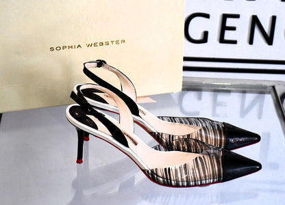 Sophia Webster Daria Stripe Slingback Shoes (5.5)