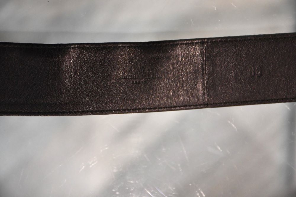 Christian Dior Monogram Logo Black Leather Belt