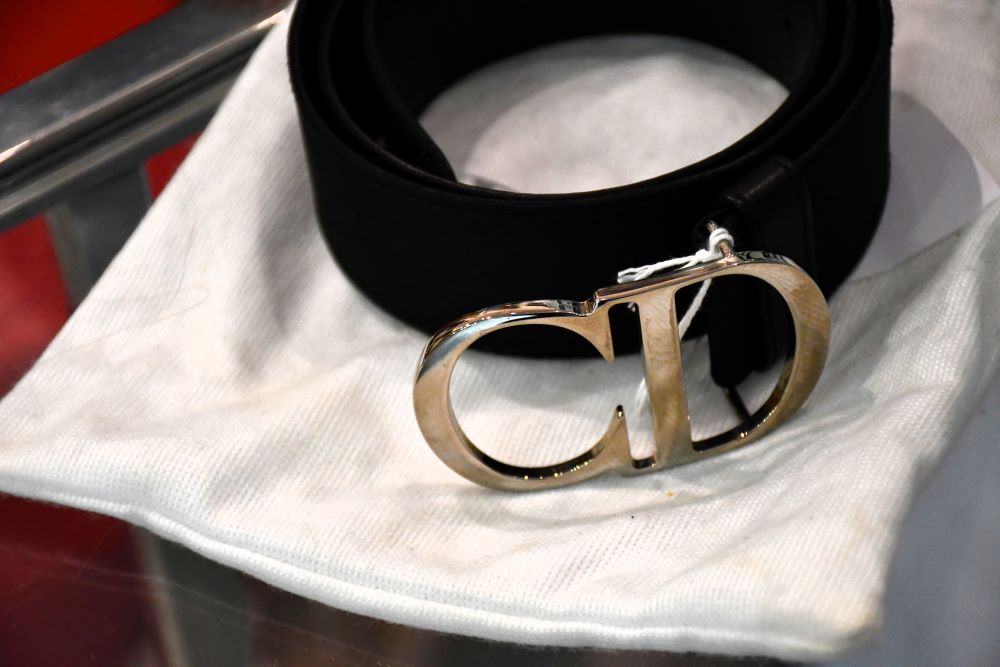 Christian Dior Monogram Logo Black Leather Belt