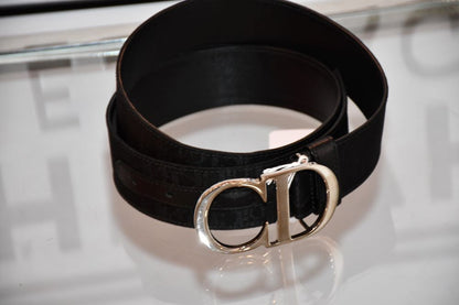 Christian Dior Monogram Logo Black Leather Belt