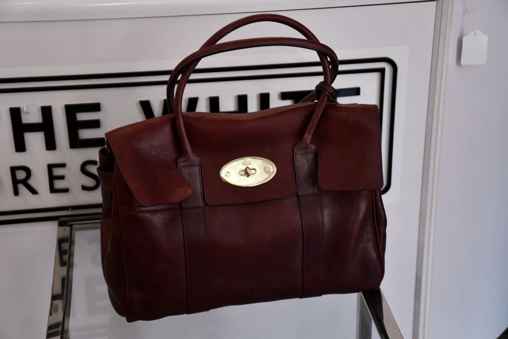 preowned Mulberry Oxblood small classic grain leather Bayswater Bag