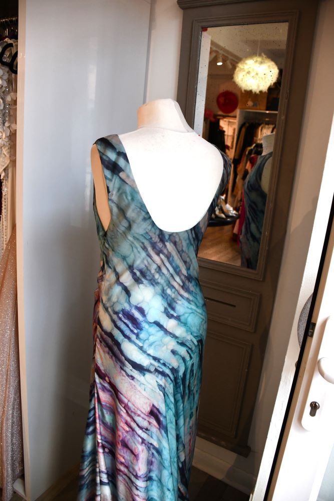 back of preloved Gestuz Marble Maxi Dress 