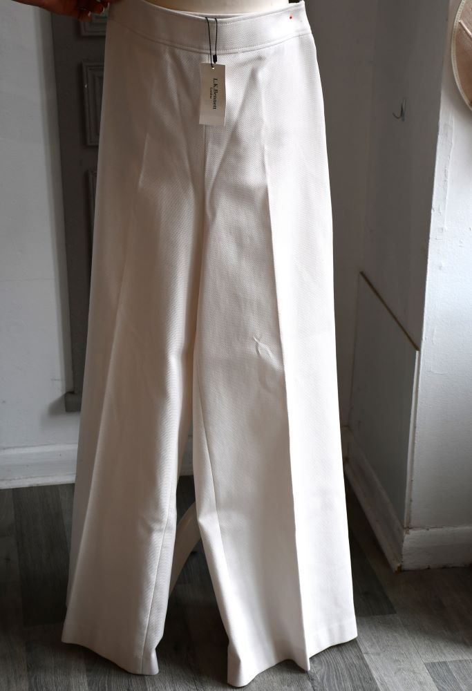 LK Bennett Cream White Cotton Trousers (10) BNWT