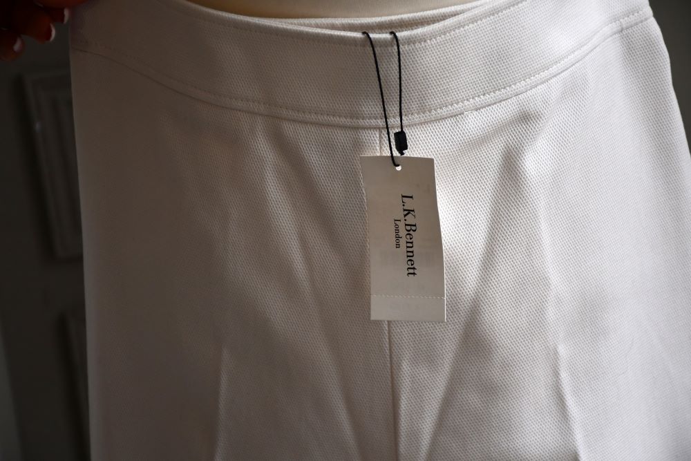 preowned brand new with tags LK Bennett Cream White Cotton Trousers 