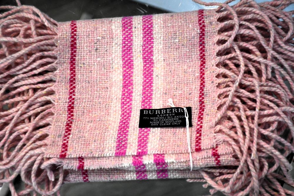 preowned Burberry Pink Merino Wool Mix Scarf