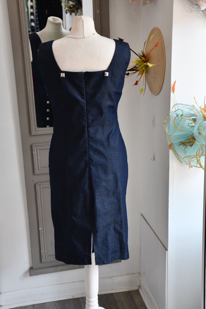 back of Balizza Above The Knee Denim Dress