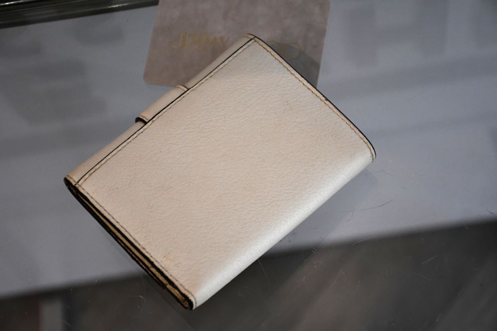 Jimmy Choo White Leather Fold Diamante Purse