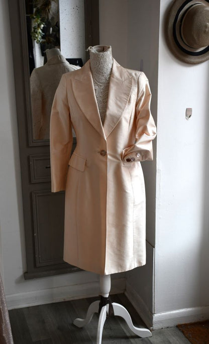 Renato Nucci Apricot Silk Dress Coat (8)