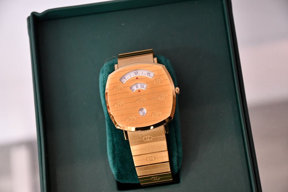 Gucci GG Gold Stainless Steel Swiss Grip Bracelet Watch