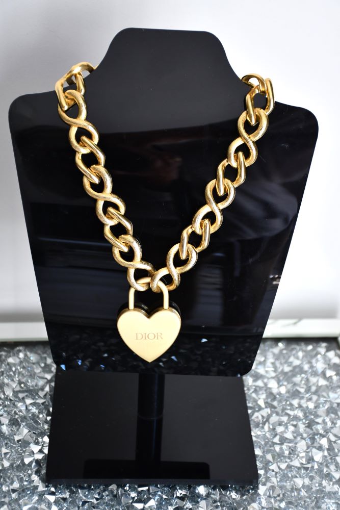 Reworked Dior Heart Padlock Pendant on to Chain Necklace