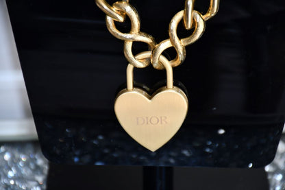 Reworked Dior Heart Padlock Pendant on to Chain Necklace