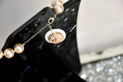 Reworked Chanel Button Pendant Pearl Necklace