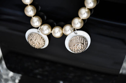 repurposed  Chanel Button Pendant Pearl Necklace