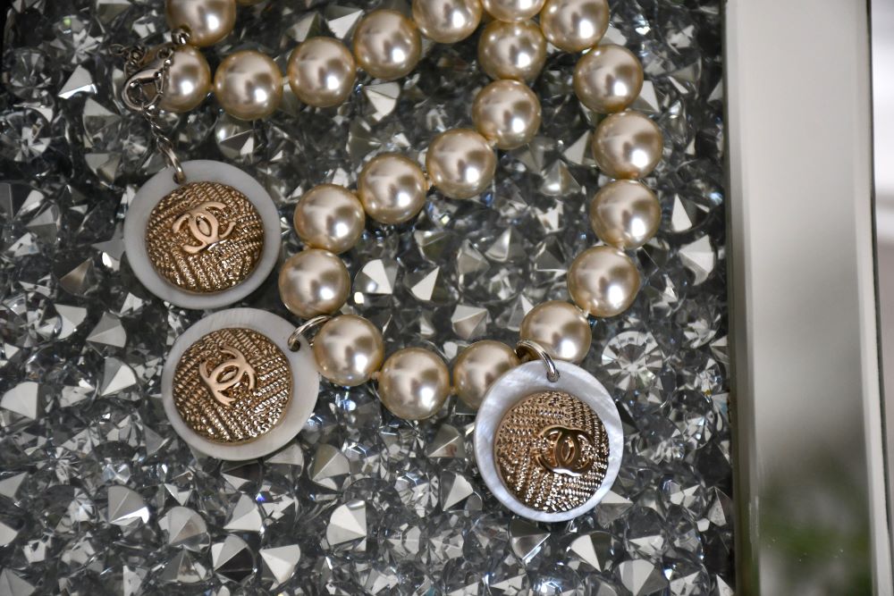 Reworked Chanel Button Pendant Pearl Necklace