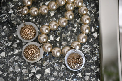 Reworked Chanel Button Pendant Pearl Necklace