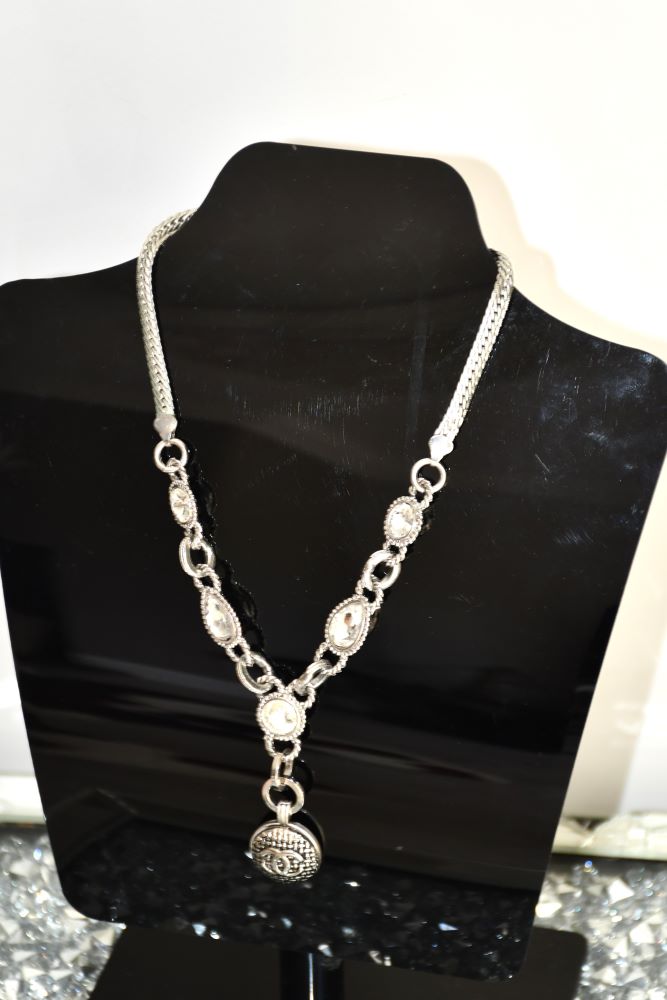 Reworked Chanel CC Silver Button Pendant Necklace
