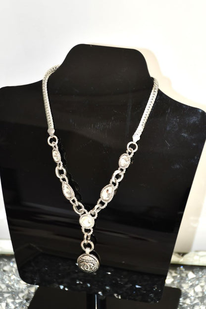 Reworked Chanel CC Silver Button Pendant Necklace