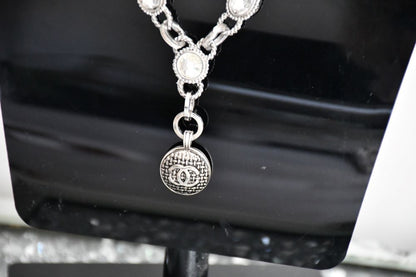 Reworked Chanel CC Silver Button Pendant Necklace