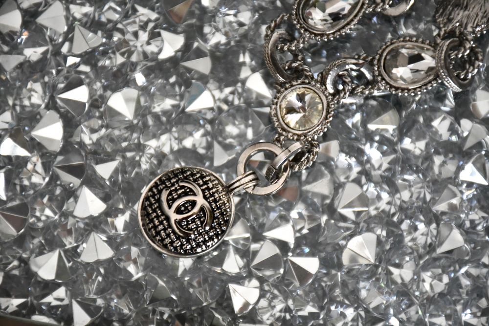 Reworked Chanel CC Silver Button Pendant Necklace