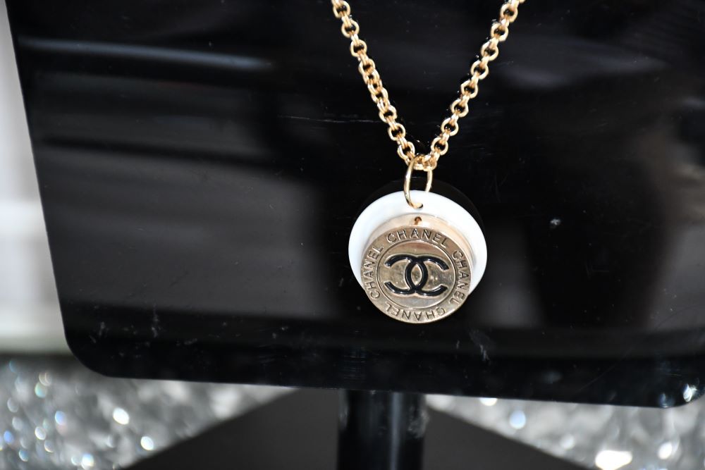 Reworked vintage Chanel CC Button on to Chain Necklace