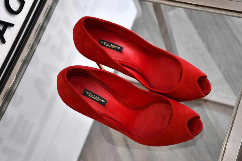 Dolce & Gabbana Red Suede Peep Toe Heeled Shoes (7)