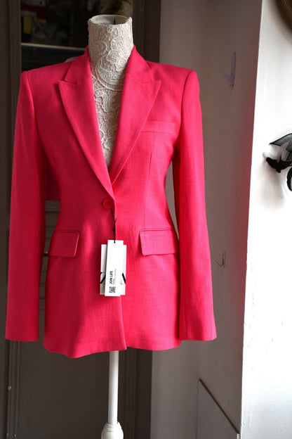 Zara Pink Blazer Linen Jacket BNWT (Xtra Small)