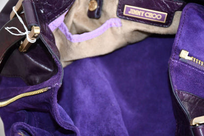 Jimmy Choo Purple Large Hobo Leather and Suede Bag