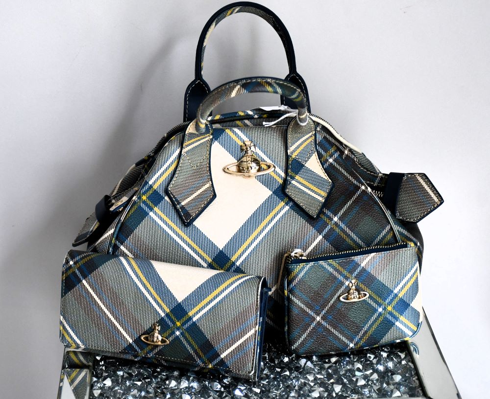 preloved Vivienne Westwood Yasmine Continental Tartan Handbag with wallet and purse