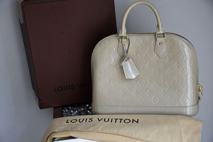 preloved Louis Vuitton Alma MC Blanc Corail Bag with box and dustbag