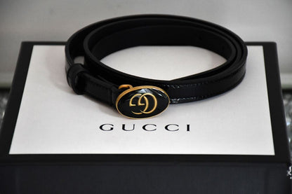Gucci GG Patent Leather Skinny Belt