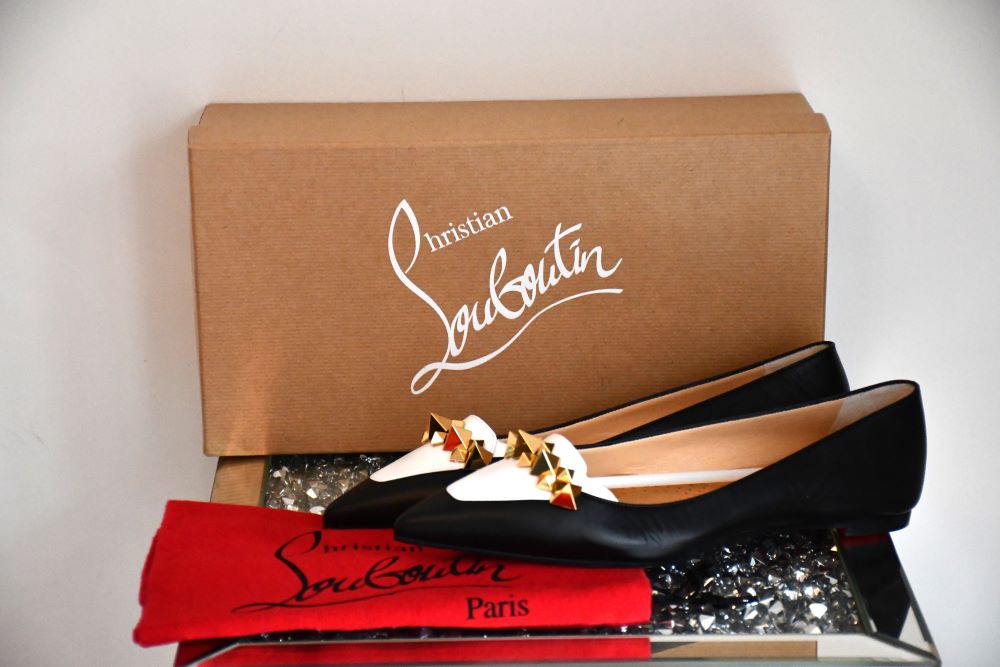 close up of preowned Louboutin Miss Constella Flat Nappa leather Shoes