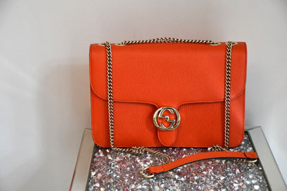 Gucci Orange Interlocking Leather GG Shoulder Bag