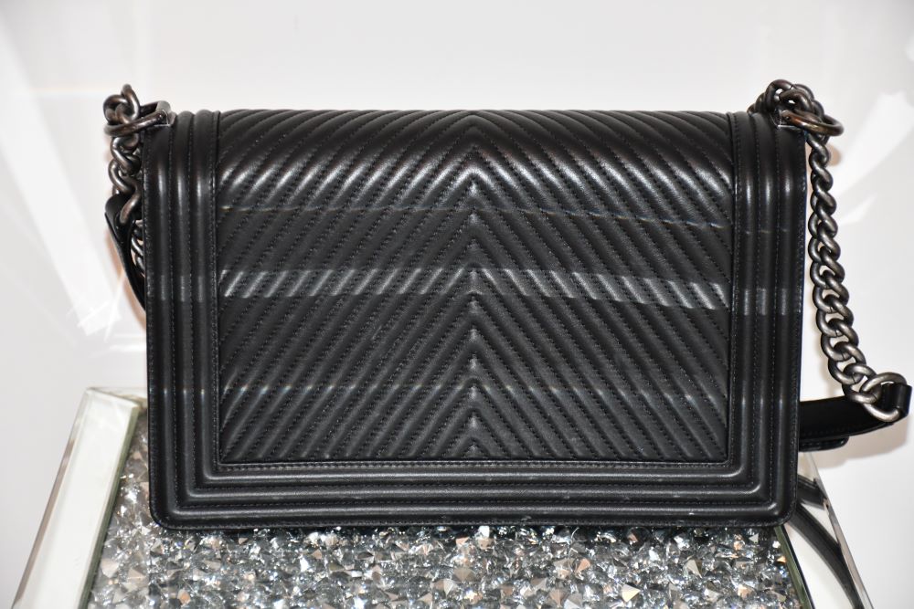 Chanel Chevron Lambs Leather Medium Boy Bag