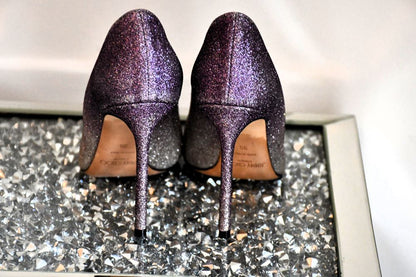 Jimmy Choo Romy 100 Platiunum Amethyst Dusty Glitter Heels (6)