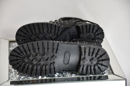 Valentino Studded, Black Leather, Mid Heel Boots (6)