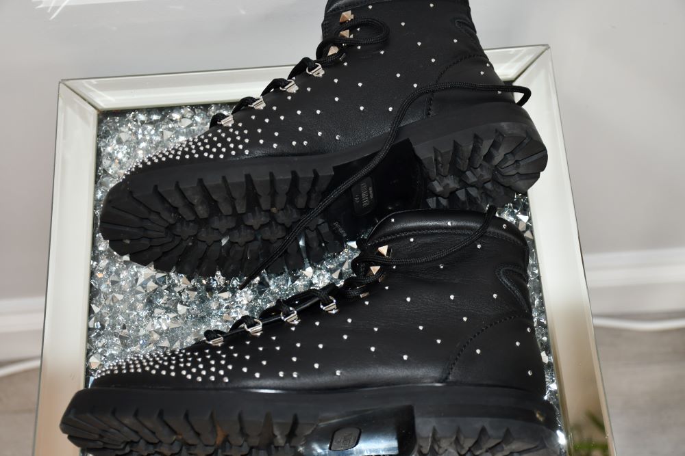 Valentino Studded, Black Leather, Mid Heel Boots (6)