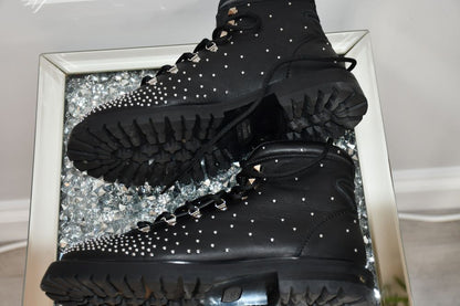 Valentino Studded, Black Leather, Mid Heel Boots (6)
